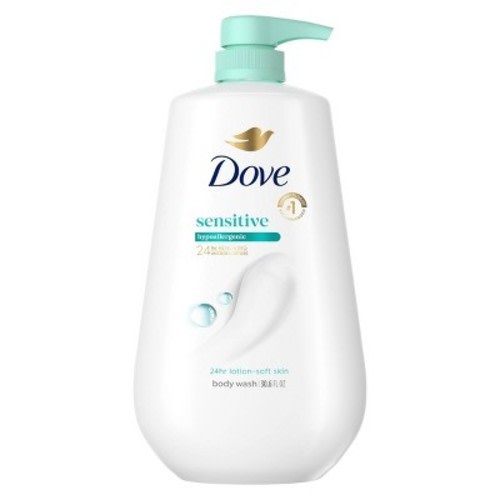 Dove Beauty Sensitive Skin Body Wash Pump Gentle Hypoallergenic Formula 24hr Lotion-Soft Skin - 30.6 fl oz
