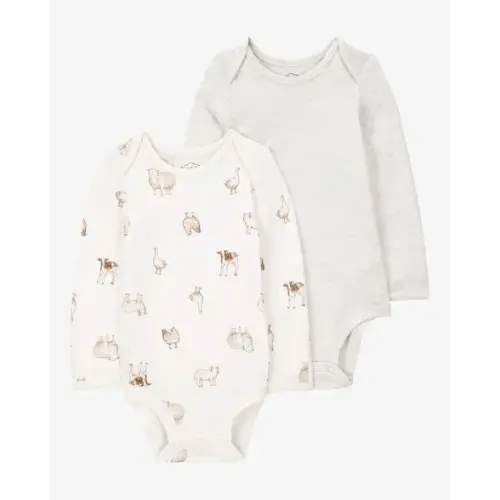 Baby 2-Pack Long-Sleeve PurelySoft Bodysuits - Newborn - 3 Months