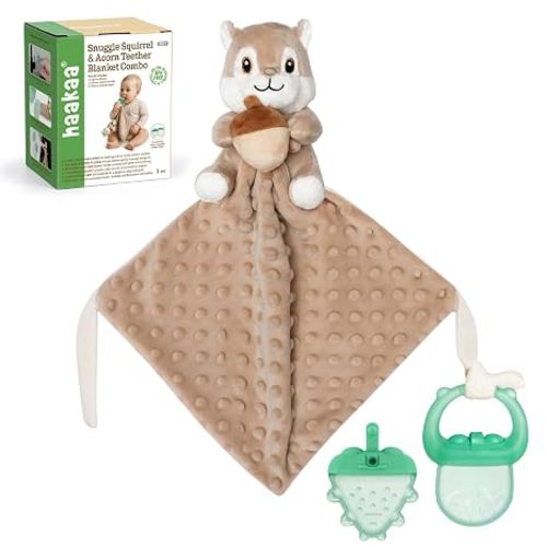 haakaa Freezer Teether with Lovey Blanket, Water-Fillable Silicone Baby Toy