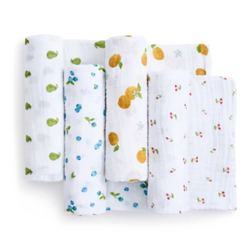 aden + anais fresh fruit organic cotton muslin swaddles 4 pack