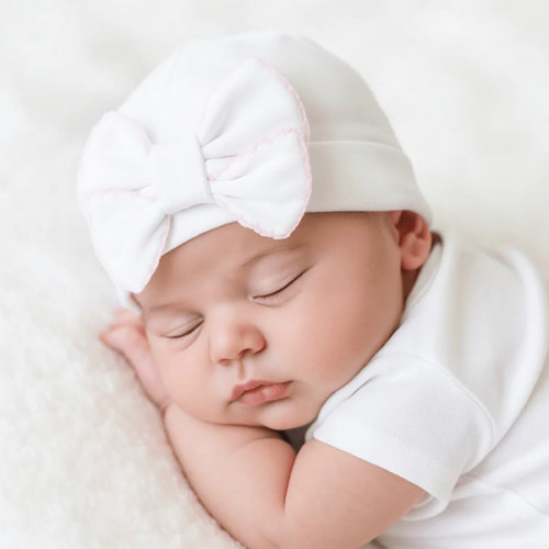 Essentials Solid Bow Hat - White Pink – Magnolia Baby