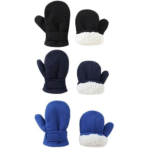 Baby Toddler Mittens 3Pack Boys Girls Winter Outdoor Gloves Kids Easy-On Fleece Warm Mittens