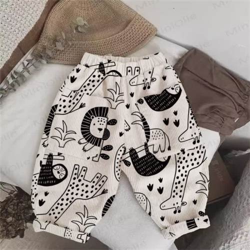 Baby Toddler Beige Animal Cord Pants