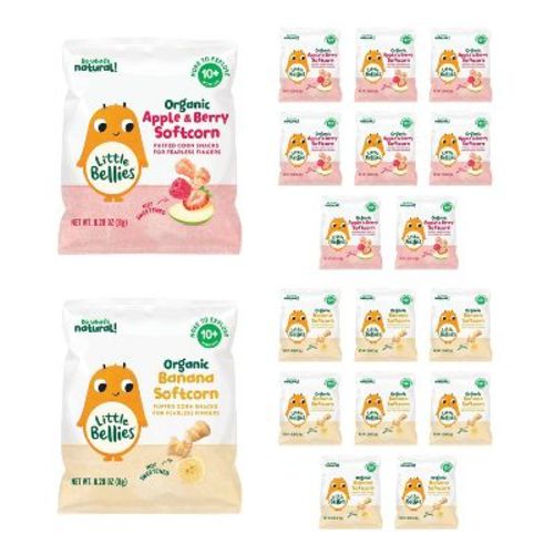 Little Bellies Organic Variety Banana Softcorn Baby Snacks - Apple and Berry -18ct/5.04oz