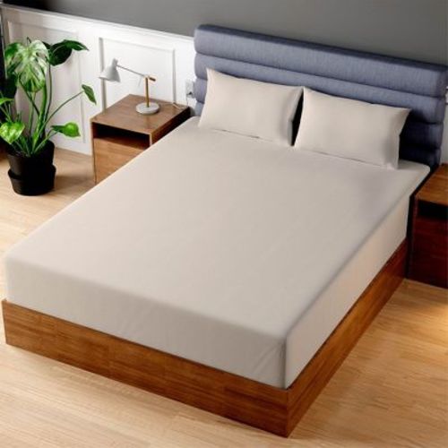 Superity Linen Twin XL Fitted Sheet - 100% Premium Cotton - 200 Thread Count - Beige