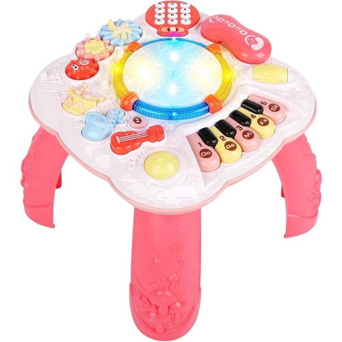 Baby Activity Table,Toddler Musical Learning Table,Educational Learning Toy for Baby 6 to 12 Months 1 2 3 Years Old Boys and Girls(pink)