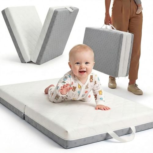 2026 New Pack and Play Mattress Pad, Bi-Fold Memory Foam 38x26x3 | Pack n Play Mattress 3 Inch Thick, Bi-Fold Mini Crib Mattress, Portable Crib Mattress 38x26, Playard Playpen Mattress, Gray