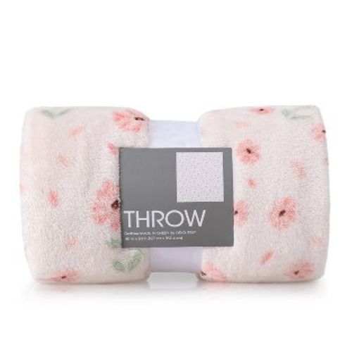 Novelty Recycled Printed Floral Plush Throw Blanket