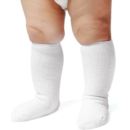EPEIUS Unisex-Baby Seamless Ribbed/Cable Knit Knee High Socks (Pack of 3/6)