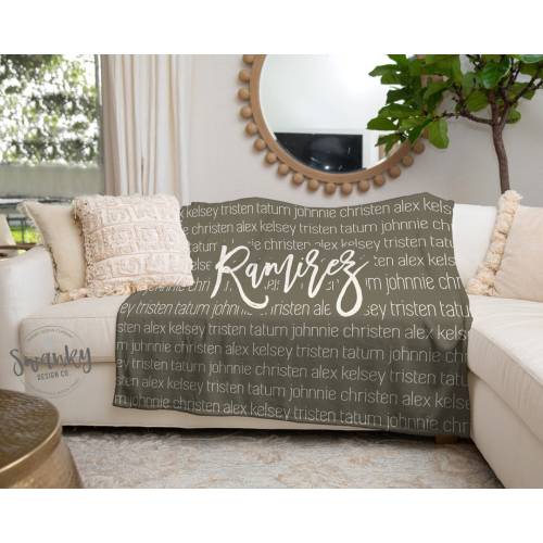 Personalized Family Name Blanket, Housewarming Gift, Mother's Day Gift, Father's Day Gift, Minky or Sherpa