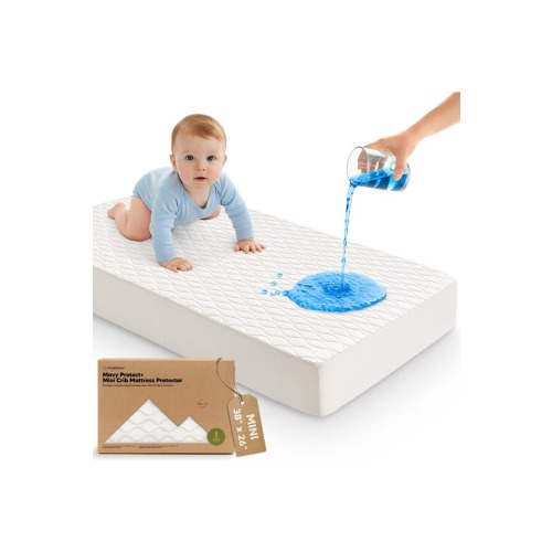 1-Pack Mavy Protect+ Waterproof Mini Crib Mattress Protector, One Size
