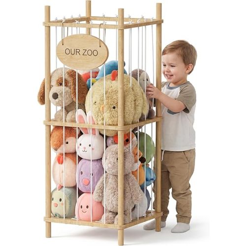 Brelley Stuffed Animal Storage Wood Toy Storage Organizer