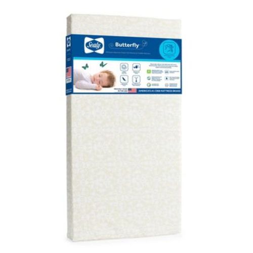 Sealy Butterfly Premium Firm Crib Mattress and Toddler Mattress: Waterproof Vinyl Cover, High-Density Foam, 4 Inch Thickness