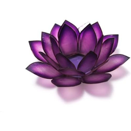 Om Gallery Lotus Tea Light Candle Holder - Capiz Shell, Passion
