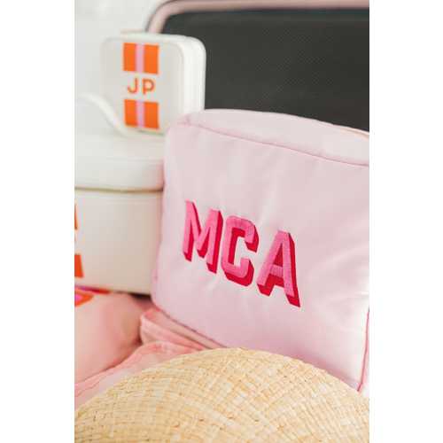 Embroidered Nylon Pouch (Large & Extra Large) // Embroidered Makeup Bag, Bridesmaid Gifts Proposal, Custom Cosmetic Bag, Bridal Party Gifts