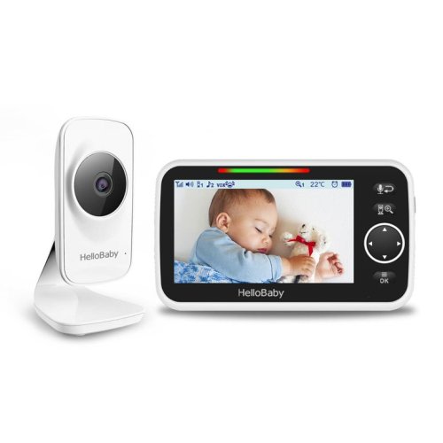 Video Baby Monitor with 5 inch Large Screen,Temperature Sensor,2-Way Audio,Night Vision,Feeding Alarm,Lullaby,HelloBaby Monitor HB50