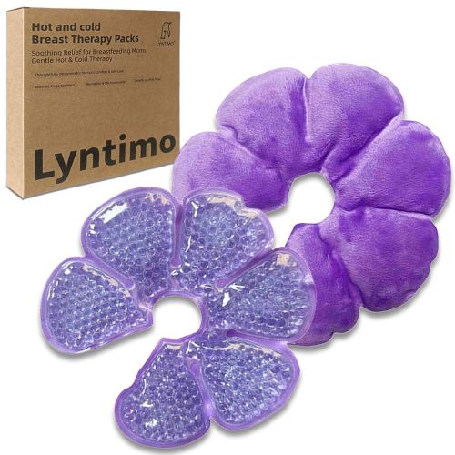 Lyntimo Lot de 2 packs de thérapie mammaire, compresse chaude et chaude pour soulager la douleur, double usage pour le maintien de la lactation, récupération post-partum