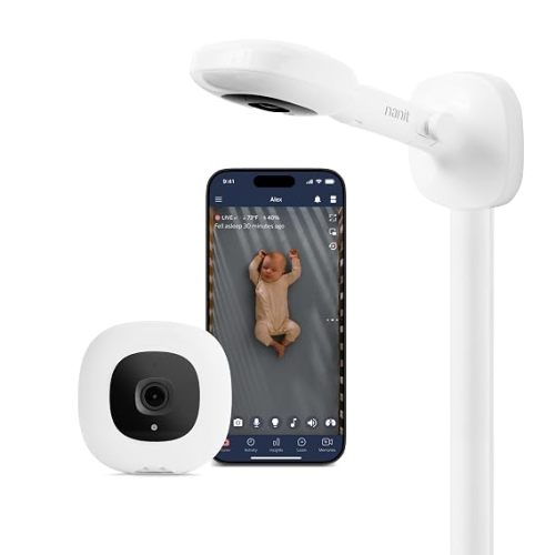 Nanit Smart Baby Video Monitor - Camera & Wall Mount - 1080p Wi-Fi Camera | Pro edition, 2-way audio, sound, motion and cry notifications, night vision, see your baby from anywhere, video camera