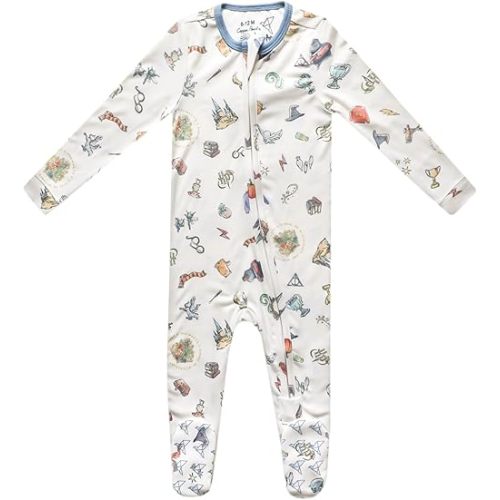 Copper Pearl Zip-Up Footie Baby Pajamas: Ultra-Soft Boys & Girls Pajamas, Premium Knit Fabric in Stylish Prints, Tag-Free with Two-Way Zipper, Sized Newborn to 24 Months, Wizarding World