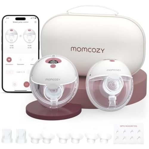 Momcozy M5 Smart APP Controlled Wearable Breast Pump, 2-Pack Cozy Red