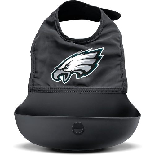 Smilo Silicone Bib - Officially Licensed NFL Fabric & Silicone Baby Bib with Crumb Catcher for Babies and Toddlers