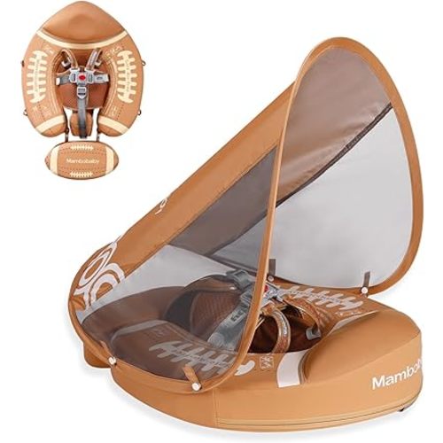 Mambobaby Float Deluxe Baby Pool Float: Safe & Comfortable Swim Trainer for Infants & Toddlers, Non-Inflatable Design, UV Protection Canopy, Fun Water Experience for Ages 3-24 Months