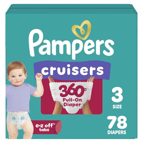 Pampers Diapers - Cruisers 360 - Size 3, 78 Count, Babyproof up to 100% Leakproof Pull-On Diaper