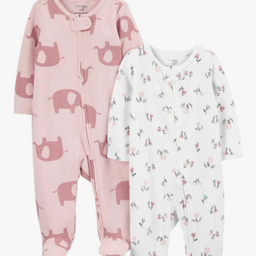 Simple Joys by Carter's baby-girls 2-way Zip Thermal Footed Sleep and Play, Pack of 2