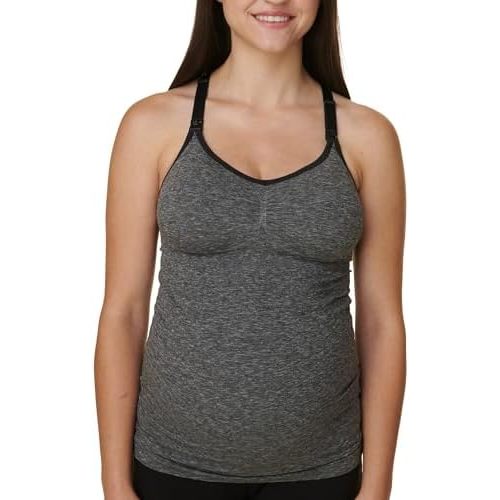 Basics by Bravado Women's Seamless Maternity Nursing Tank Top Cami for Breastfeeding with Adjustable Straps, S-XXL