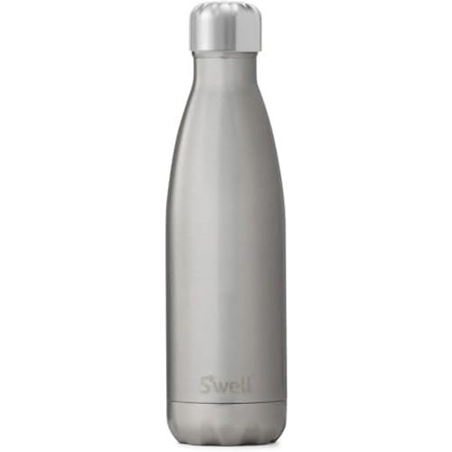S'well Stainless Steel Water Bottle - 17 Fl Oz - Silver Lining - Triple-Layered Vacuum-Insulated Containers Keeps Drinks Cold for 36 Hours and Hot for 18 - BPA-Free - Perfect for the Go
