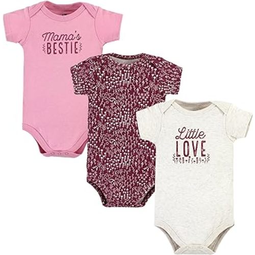 Hudson Baby Cotton Short Sleeve Bodysuits, 3 Pack Shirt