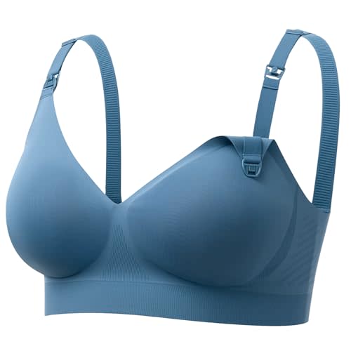 Momcozy CoolFit Nursing Bras for Breastfeeding, Fixed Padding Ultra Stretch Seamless Jelly Strip Maternity Bra, Wireless