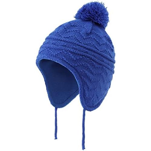 Connectyle Toddler Boys Girls Beanie Hat Fleece Lined Knit Kids Hat with Ear Flaps Warm Winter Hat Acrylic Watch Hat