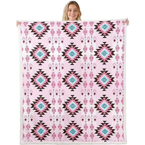 jejeloiu Kids Boho Fleece Throw Blanket Bohemian Sherpa Blanket for Kids Women Men Plush Fuzzy Aztec Baby 30"x40" Tribal for Bed Couch Chair Living Room Bedroom Decor