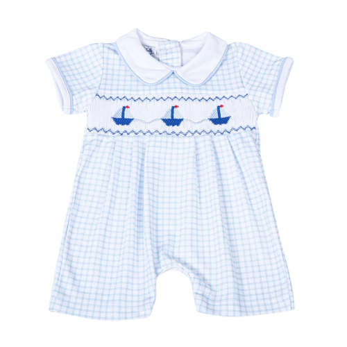 Ahoy Smocked Collared Short Playsuit
