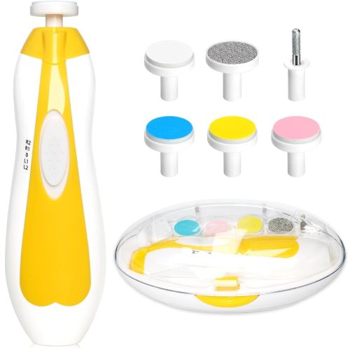 Baby Nail Trimmer Electric, 6 in 1 Baby Nail File Clippers Infant Grooming Kit Manicure Set for Toddler or Adults, Yellow