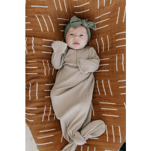 Oatmeal Ribbed Knot Gown | Baby Essentials | Organic Cotton Default Title