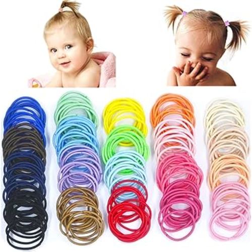 Baby Hair Ties for Little Girls 200PCS Small Hair Bands No Damage Multicolor Nylon Hair Rubber Bands for Toddler Hair Ties Accessories