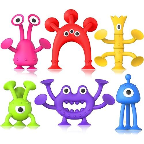 Baby Bath Toys Suction Toy: No Hole Bath Toy for Baby Toddlers - Kids Mini Sensory Fidget Suction Cup Toys for Boys Girls - Window Building Toy Road Trip Travel Essentials for Kids Gifts (Ages 3+)