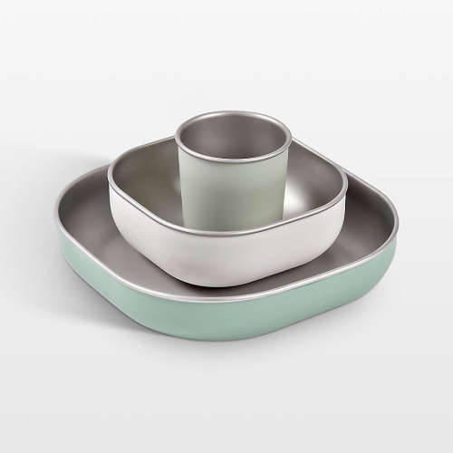 BEABA Sage Green Stainless Steel Baby Meal Set