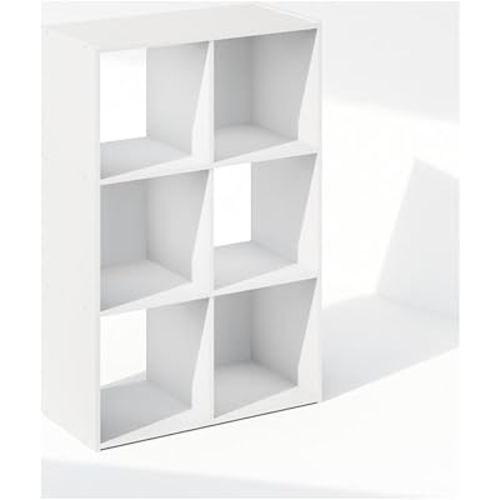 Furinno PELLI Book Shelf, 6-Cube Bookshelf, Cube Storage Organizer Bookcase, 11.7 x 23.7 x 35.4, for Living Room, Bedroom, Home Office, White