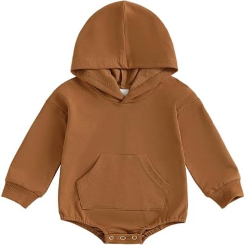 Newborn Baby Boy Girl Hoodie Sweatshirt Romper Long Sleeve Bubble Bodysuit Gender Neutral Fall Winter Clothes