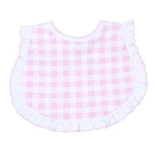 Baby Checks Pink Ruffle Bib