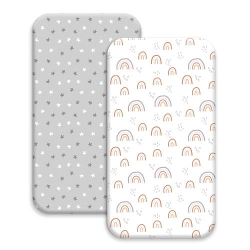 Gllquen Baby 2-Pack Ultra Soft Fitted Microfiber Crib Sheets for Newborn Baby Boys Girls 28" x 52", Rainbows