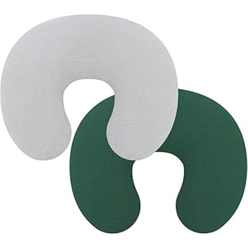 Pro Goleem Muslin Nursing Pillow Cover, 100% Cotton Soft Breathable Feeding Pillow Slipcover for Breastfeeding Moms, Fits Standard Infant Nursing Pillow, for Boys and Girls, 2 Pack (Grey＆Green)