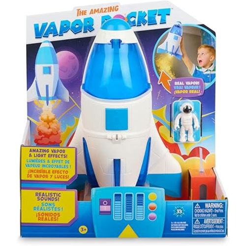 EnergX Amazing Vapor Rocket with Astronaut Action Figure, Blasts Off with Vapor Effects, Lights & Sounds (Ages 3+)