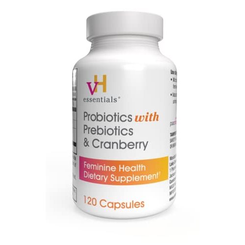 vH essentials Probiotics for Women with Prebiotics, Cranberry & Vitamin C - 120 Capsules (60 Day Supply) -Probiotics Support Gut Balance, Health & Urinary Tract Health for Women