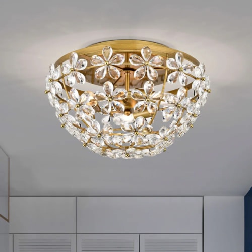 Rosa 3-Light Glam Daisy Flower Crystal Blossom Flush Mount