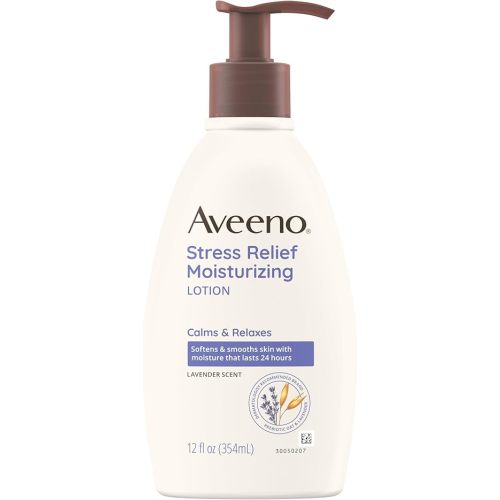 Aveeno Stress Relief Moisturizing Body Lotion with Lavender Scent, Natural Oatmeal to Calm & Relax, Non-Greasy Daily Stress Relief Lotion, 12 fl. oz