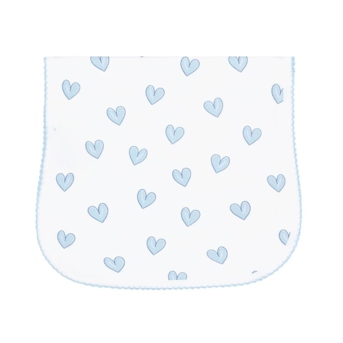 Heart Print Burp Cloth - Blue